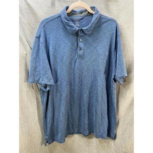 Van Heusen Classic Fit Polo Shirt Adult 2XL Blue Short Sleeve Button Golfer Mens